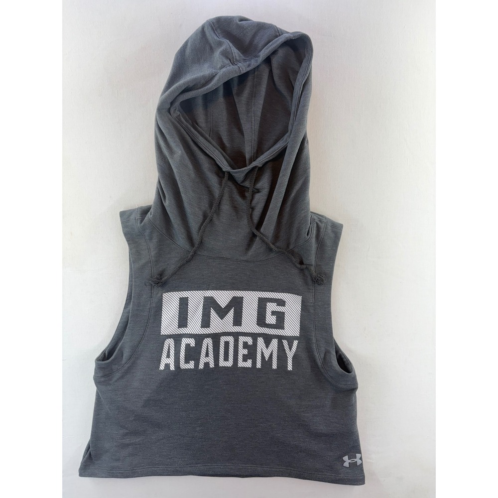 Under Armour IMG Academy Sleeveless Hoodie Gray Crop Top Womens Small